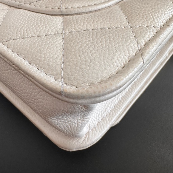 Chanel Caviar Quilted Wallet On Chain WOC White - Picture 13 of 16